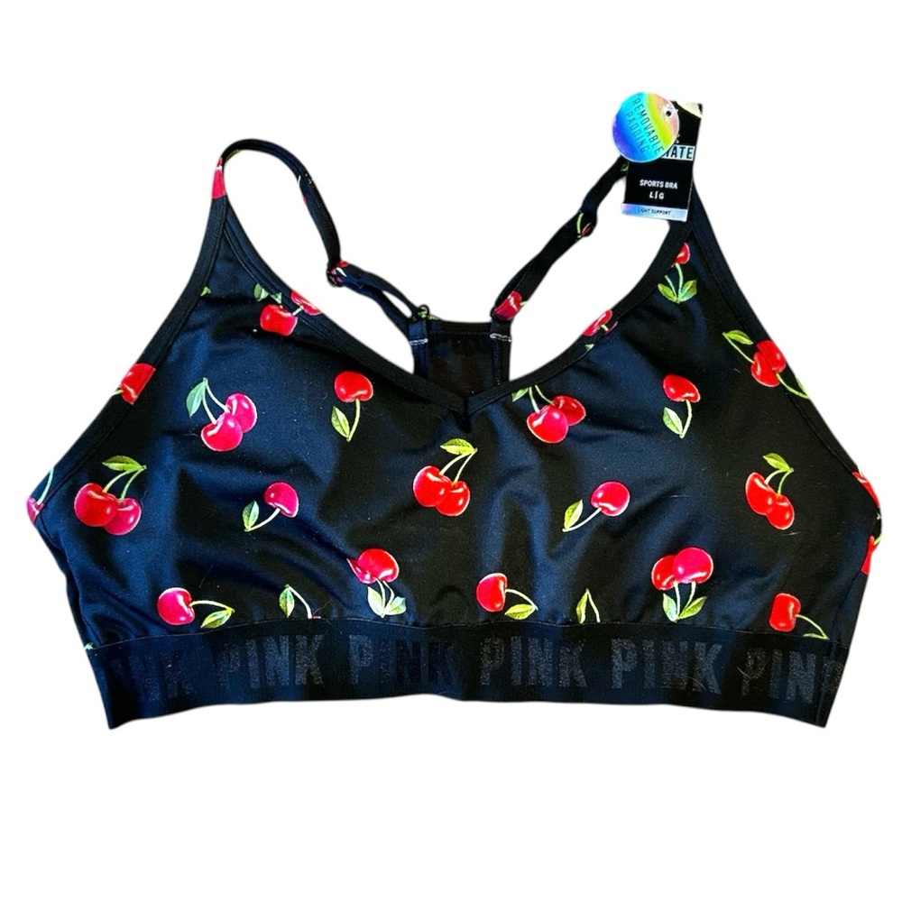 ❤️ PINK Victoria's Secret Cherry Print Sports Bra
